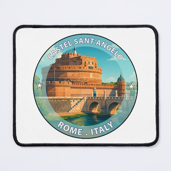 Item preview, Castel Sant’Angelo Rome Italy – Iconic Landmark Travel vacation destination souvenir art stamp designed and sold by inkNext.