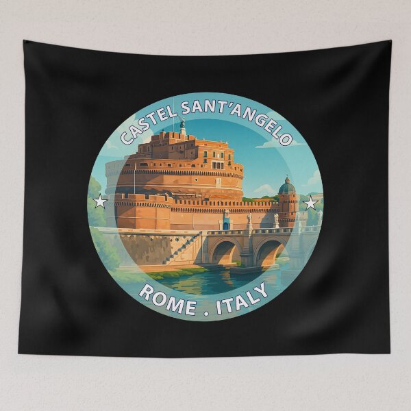 Item preview, Castel Sant’Angelo Rome Italy – Iconic Landmark Travel vacation destination souvenir art stamp designed and sold by inkNext.