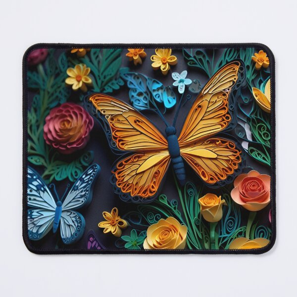 Item preview, Enchanted Garden with Butterflies and Roses – Ultra-Detailed Paper Quilling Style Artwork designed and sold by ColorSplash123.