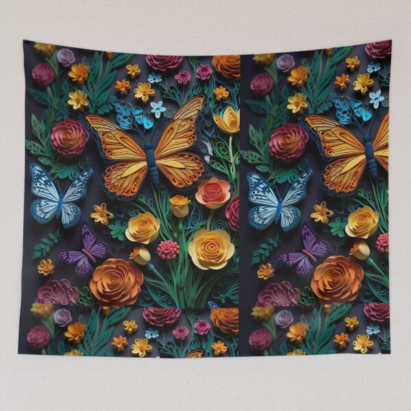 Item preview, Enchanted Garden with Butterflies and Roses – Ultra-Detailed Paper Quilling Style Artwork designed and sold by ColorSplash123.