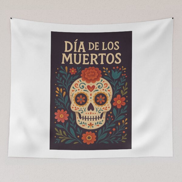 Item preview, Day of the Dead Mexico Marigold Skull Tribute designed and sold by Aryabek.