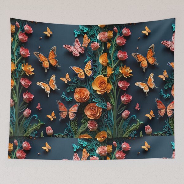 Item preview, Enchanted Garden with Butterflies and Roses – Ultra-Detailed Paper Quilling Style Artwork designed and sold by ColorSplash123.