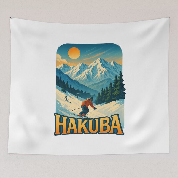 Item preview, Hakuba Japan Ski Resort with Sunset Over the Alps designed and sold by Aryabek.