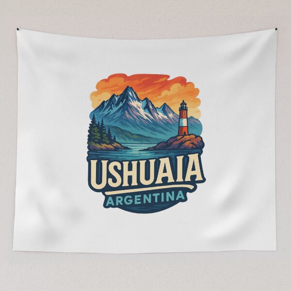 Item preview, Ushuaia Argentina Lighthouse and Andes Mountains designed and sold by Aryabek.