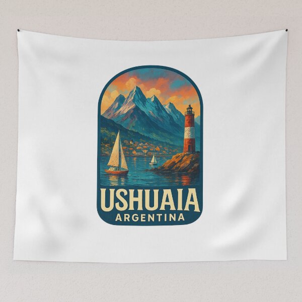 Item preview, Ushuaia Sailboats and Patagonian Village View designed and sold by Aryabek.