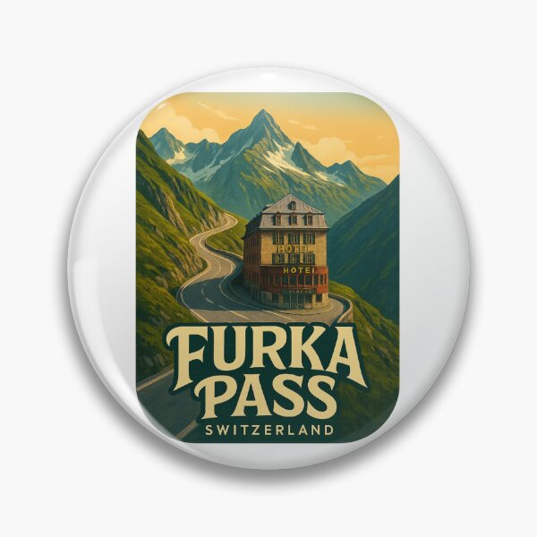 Item preview, Furka Pass Switzerland with Historic Mountain Hotel designed and sold by Aryabek.