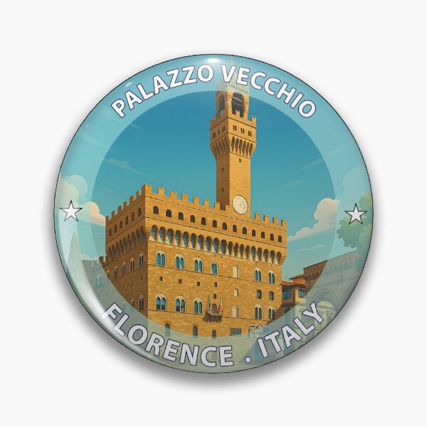 Item preview, Palazzo Vecchio Florence Italy – Iconic Landmark Travel vacation destination souvenir art stamp designed and sold by inkNext.