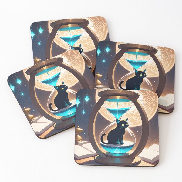 Item preview, Mystical Black Cat in Hourglass with Islamic Patterns – Time, Study, and Magic- islamic mood and decoration designed and sold by RAZ1995.