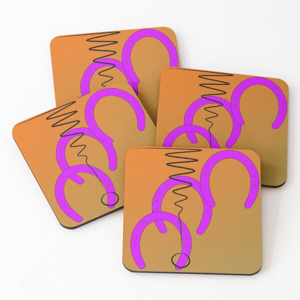 Item preview, Purple Horseshoes on Orange Background – Vibrant Abstract Art designed and sold by NajaMR.
