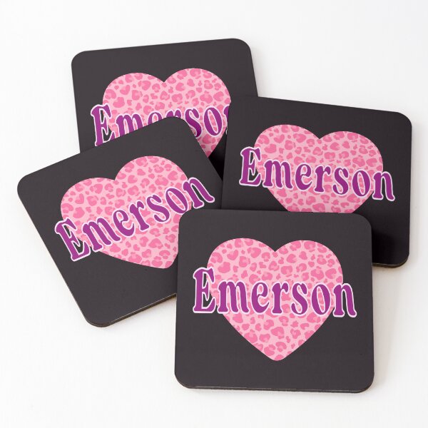 Item preview, Emerson Name Pink Leopard Heart  designed and sold by Jeallan Designs.