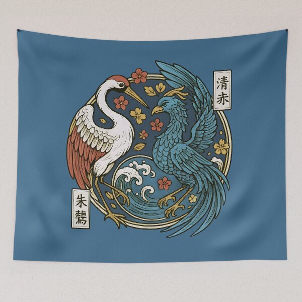Item preview, Eastern influence crane phoenix tattoo style designed and sold by Shoot-The-Moon.