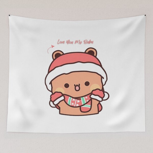 Artikelvorschau, Frohe Weihnachten, ich liebe dich, mein Bubu Dudu, der einen Schal trägt – Bubu Dudu, Panda und Brownie-Bär-Paar 2026 entworfen und verkauft von OceanLiveArts.