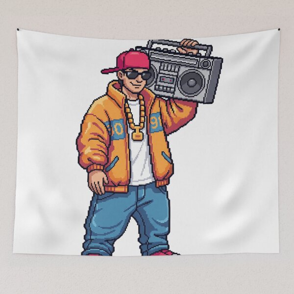 Item preview, Pixel Art B-Boy Holding a Boombox designed and sold by ToloArt.