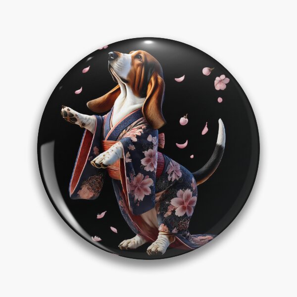 Artikelvorschau, Basset Hound Japanische Kunst Kimono Harajuku Hundeliebhaber entworfen und verkauft von Kimberley King Art King Art.