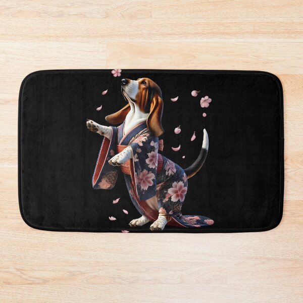 Artikelvorschau, Basset Hound Japanische Kunst Kimono Harajuku Hundeliebhaber entworfen und verkauft von Kimberley King Art King Art.