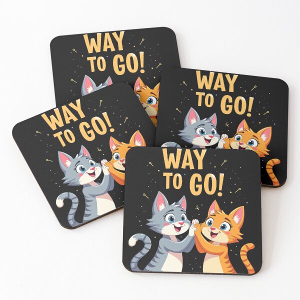 Item preview, Way To Go Two Cute Cats High Five Cheerful Positive Motivational Adorable Cartoon Animal Friendship Happy Celebration Artwork designed and sold by Mimoshi ⭐⭐⭐⭐⭐.