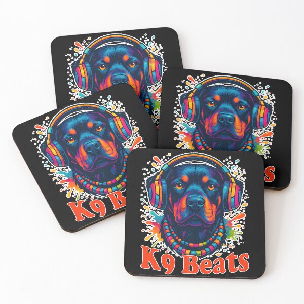 Item preview, K9 Beats – Colorful Rottweiler DJ with Headphones and Beaded Necklace Design designed and sold by Dantin.