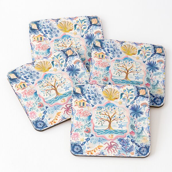 Item preview, Ocean Tree – Blue Coastal Nature Pattern Mediterranean Style designed and sold by imaginefountain.