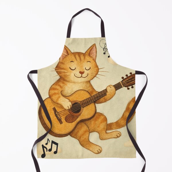 Item preview, Cute cat playing a guitar designed and sold by Flauto-Shop.