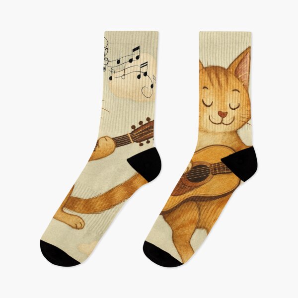 Item preview, Cute cat playing a guitar  designed and sold by Flauto-Shop.