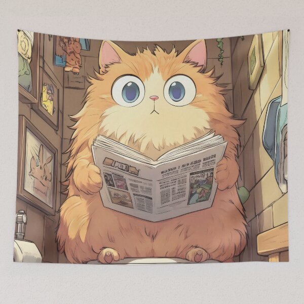 Item preview, Norwegian Forest Cat Cozy Toilet Reading Scene designed and sold by TorbenKuhano.