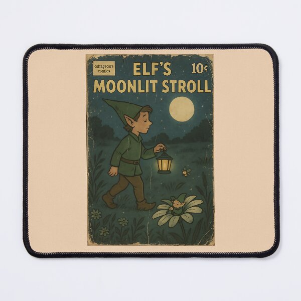 Item preview, Whimsical Cottagecore Creature: Elf's Moonlit Stroll designed and sold by bapupa.