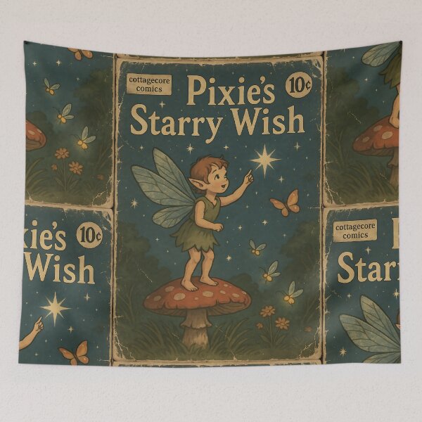 Item preview, Rustic Cottagecore Creature: Pixie's Starry Wish designed and sold by bapupa.