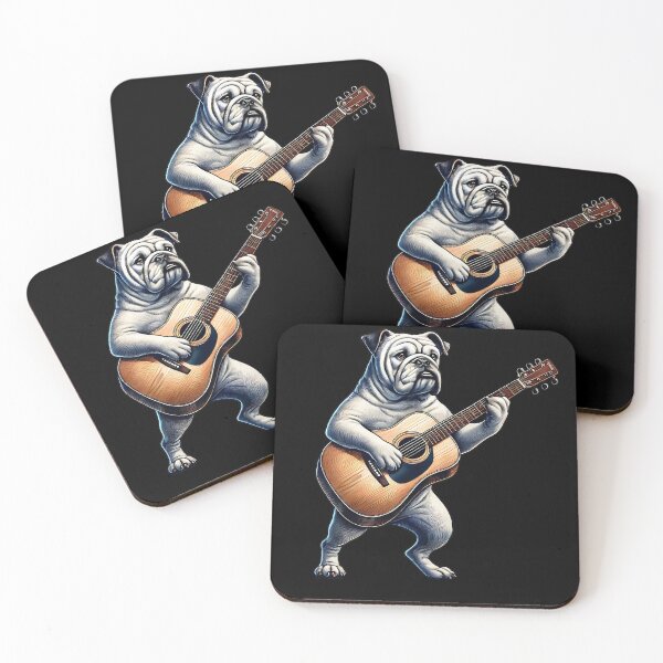 Item preview, Bulldog Playing Acoustic Guitar Player Dog Lover designed and sold by Kimberley King Art  King Art.