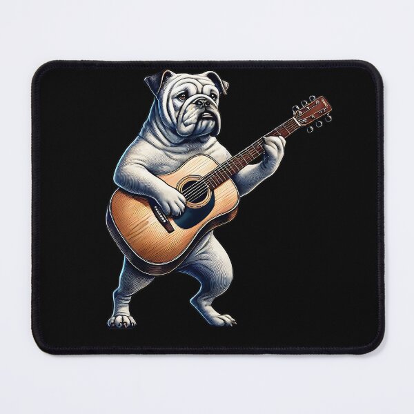 Item preview, Bulldog Playing Acoustic Guitar Player Dog Lover designed and sold by Kimberley King Art King Art.