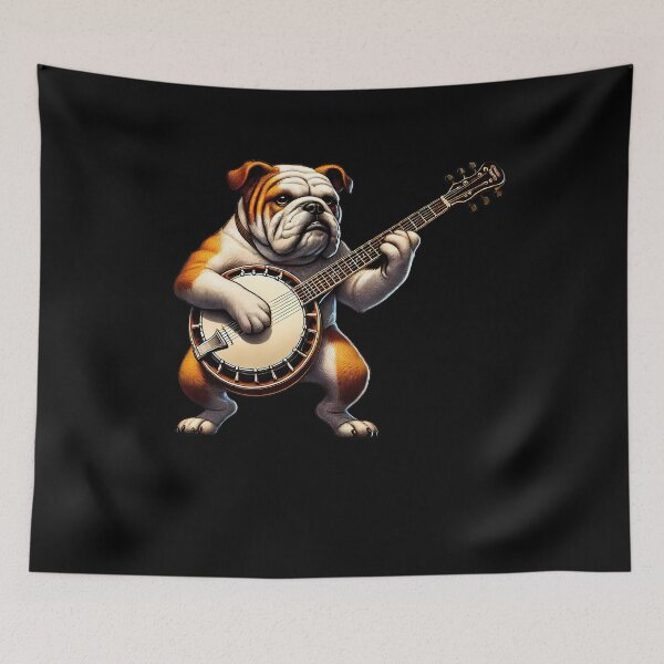 Item preview, Bulldog Playing Banjo Player Dog Lover designed and sold by Kimberley King Art  King Art.