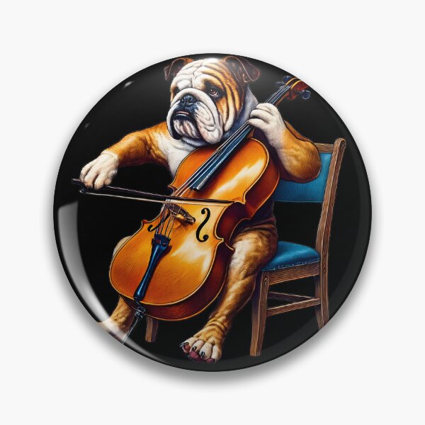 Artikelvorschau, Bulldogge spielt Cellospieler Hundeliebhaber entworfen und verkauft von Kimberley King Art King Art.