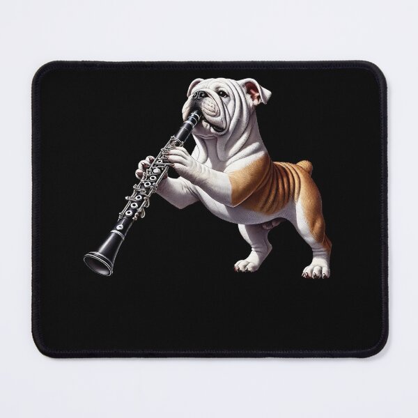 Item preview, Bulldog Playing Clarinet Player Dog Lover designed and sold by Kimberley King Art  King Art.