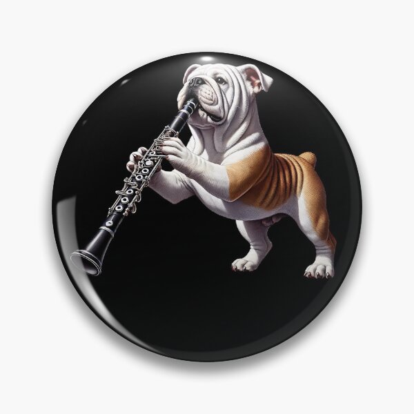 Item preview, Bulldog Playing Clarinet Player Dog Lover designed and sold by Kimberley King Art  King Art.