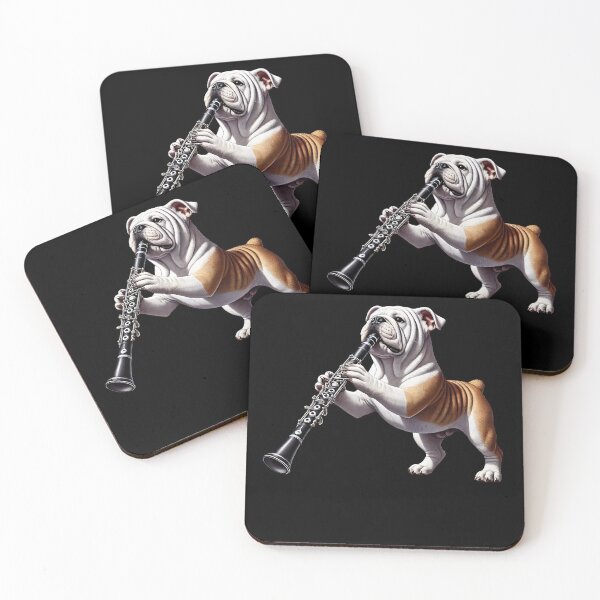 Item preview, Bulldog Playing Clarinet Player Dog Lover designed and sold by Kimberley King Art  King Art.