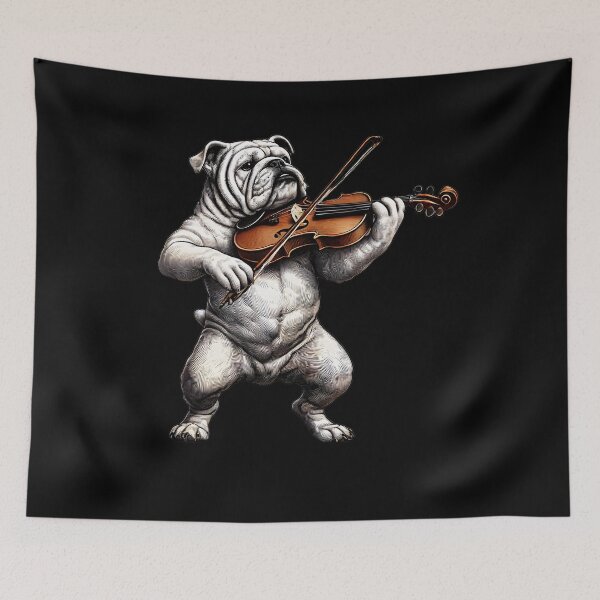 Item preview, Bulldog Playing Fiddle Player Dog Lover designed and sold by Kimberley King Art  King Art.