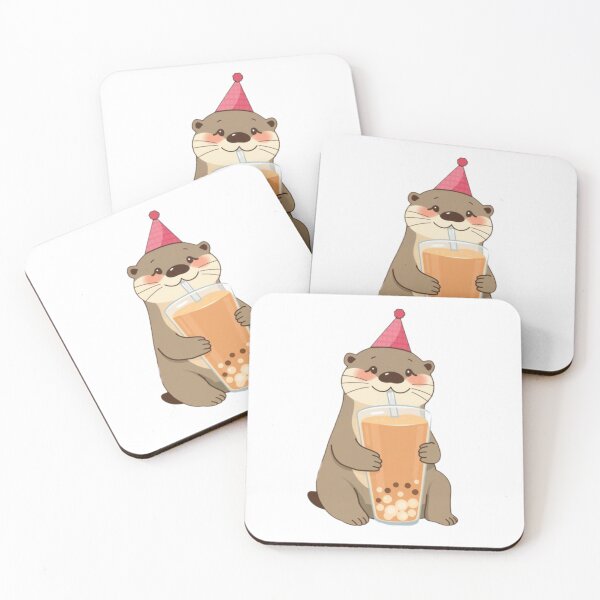 Item preview, Otter Boba Tea Milk Chocolate Party Hat happy birthday kawaii gift funny christmas happy designed and sold by CheeseBlueprint.