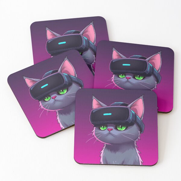 Item preview, VR Cat Gamer - Cute Neon Cyber Kitty designed and sold by Furfinity.