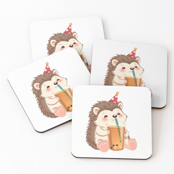 Item preview, Hedgehog Boba Tea Milk Chocolate Party Hat happy birthday kawaii gift funny christmas happy designed and sold by CheeseBlueprint.