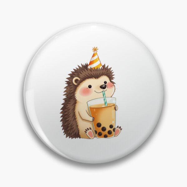 Item preview, Hedgehog Boba Tea Milk Chocolate Party Hat happy birthday kawaii gift funny christmas happy designed and sold by CheeseBlueprint.