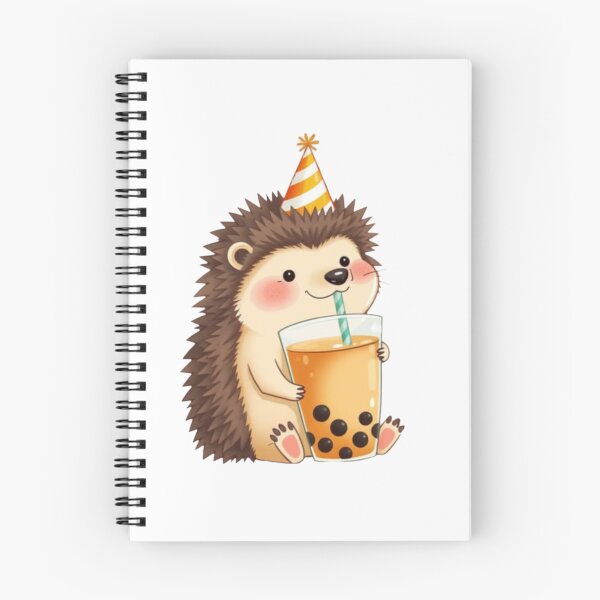 Item preview, Hedgehog Boba Tea Milk Chocolate Party Hat happy birthday kawaii gift funny christmas happy designed and sold by CheeseBlueprint.