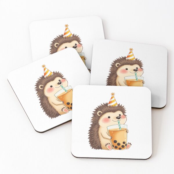 Item preview, Hedgehog Boba Tea Milk Chocolate Party Hat happy birthday kawaii gift funny christmas happy designed and sold by CheeseBlueprint.