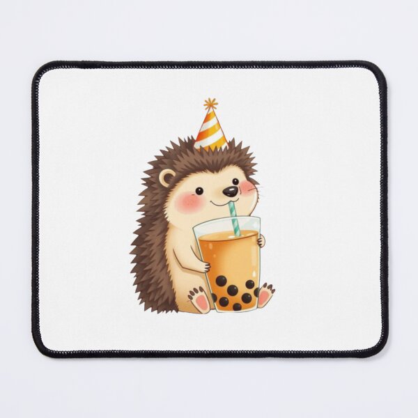 Item preview, Hedgehog Boba Tea Milk Chocolate Party Hat happy birthday kawaii gift funny christmas happy designed and sold by CheeseBlueprint.