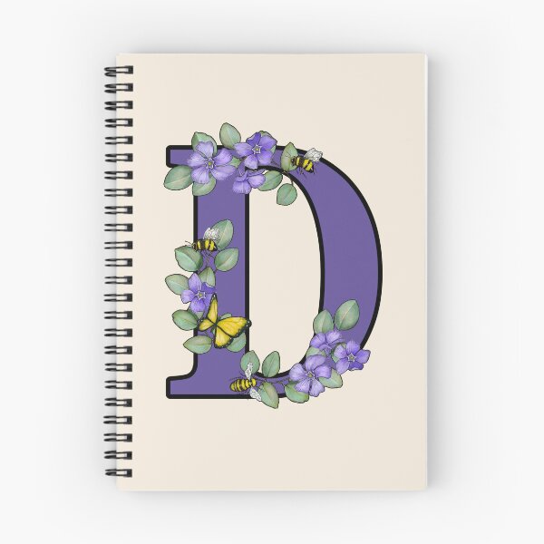 Item preview, Letter D, Decorated Purple Initial, Eucalyptus Leaves, Periwinkles, Bees and Butterfly designed and sold by JoyfulWhimsy.