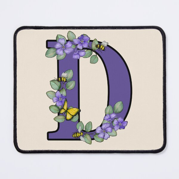 Item preview, Letter D, Decorated Purple Initial, Eucalyptus Leaves, Periwinkles, Bees and Butterfly designed and sold by JoyfulWhimsy.
