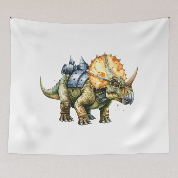 Item preview, Watercolor painting of a Triceratops dinosaur designed and sold by Nok-Thep.