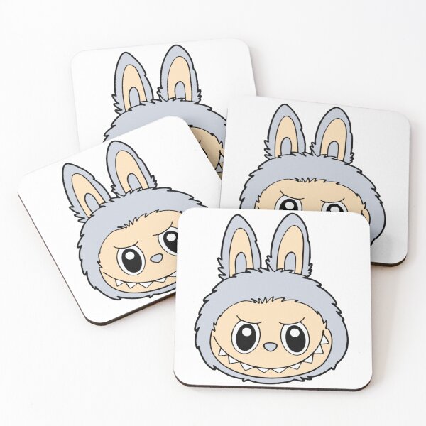 Item preview, “Frosty Labubu Bunny Head – Soft Grey Mischief with a Bite | Cute Monster Face Art” designed and sold by violetteskyart-vioart.