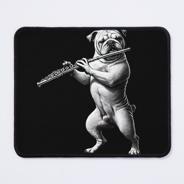 Item preview, Bulldog Playing Flute Player Dog Lover designed and sold by Kimberley King Art  King Art.