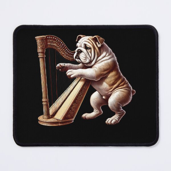 Item preview, Bulldog Playing Harp Player Dog Lover designed and sold by Kimberley King Art King Art.
