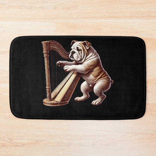 Item preview, Bulldog Playing Harp Player Dog Lover designed and sold by Kimberley King Art  King Art.