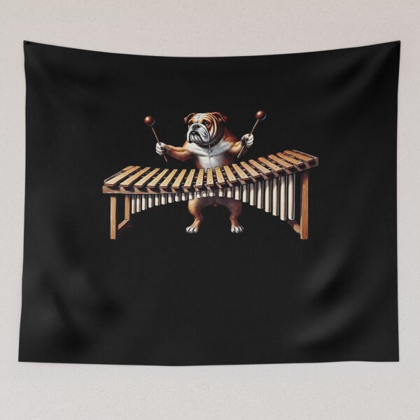 Item preview, Bulldog Playing Marimba Player Dog Lover designed and sold by Kimberley King Art  King Art.